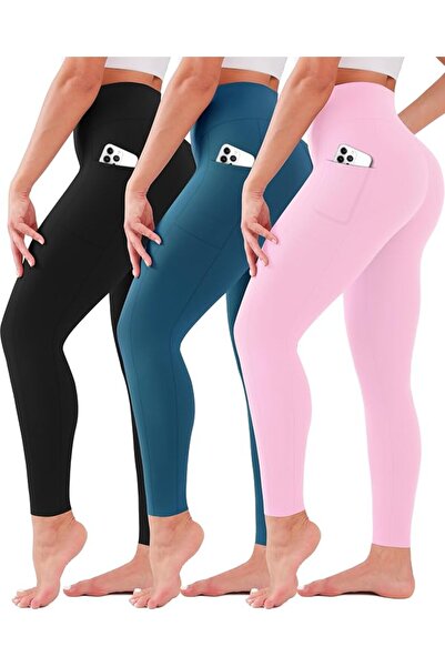 SunCloverBoutique 3 قطع من السراويل الضيقة للنساء ذات الخصر العالي، غير شفافة...