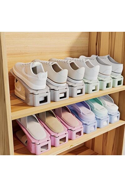 NYALKARAN Plastic Shoe Slots Organizer Space Saver Double Deck Shoe Rack Adju...