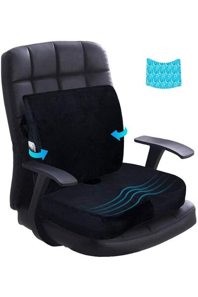 Arabest Seat Cushion and Lumbar Support for Office Chair, Memory Foam Chair C...