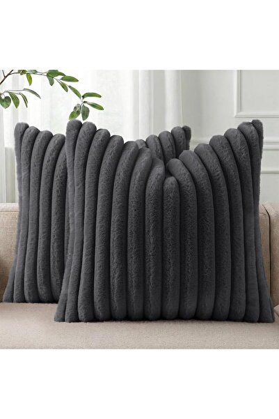 Pallene Faux Fur Plush Throw Pillow Covers 18x18 Set of 2, Luxury Soft Fluffy...