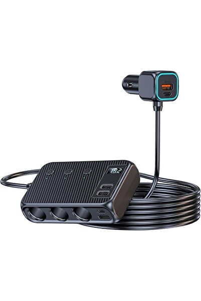 ULHYCE شاحن سيارة سريع، 128 واط مع 5 منافذ USB ومنفذ Type-C، محول سيارة متواف...