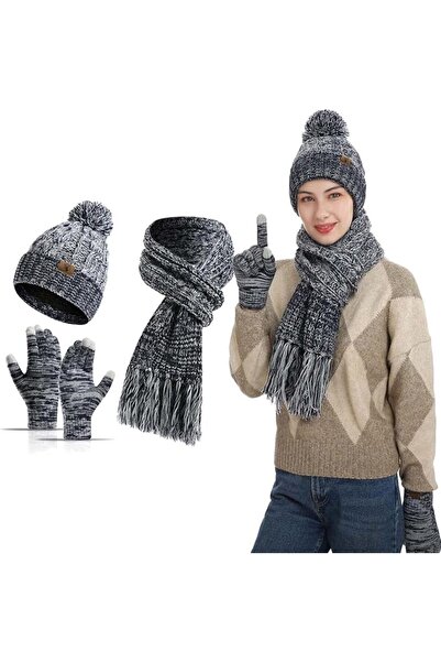 SYOSI Winter Warm Beanie Hat Scarf and Touchscreen Gloves Set for Womens Caps...