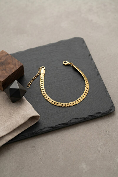 callerrons accessories Steel Gold Color Crushed Cuban Chain Model Men's Brace...