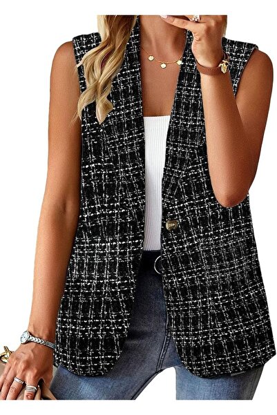 Minar Mina self Sleeveless Blazer Jackets for Women Casual Lightweight Solid ...