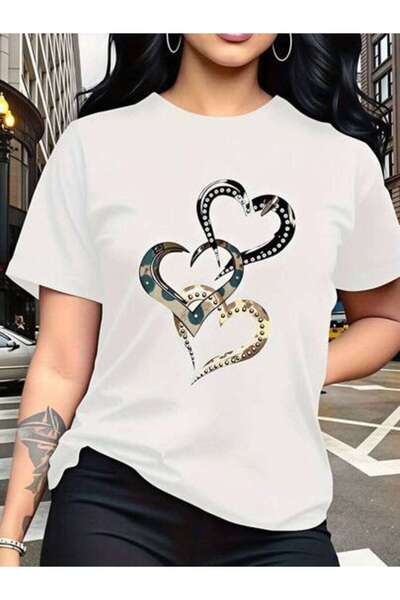 23ERVA Heart Octopus Design, Women's Pure Cotton T-Shirt, Summer Casual Wear,...