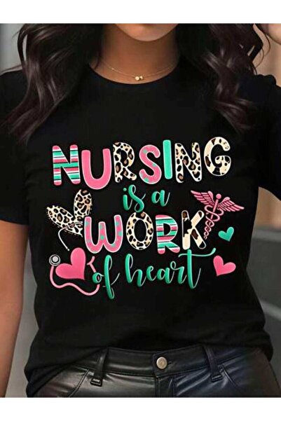 23ERVA Nursing, Women's Work Of Heart Design, Pure Cotton T-Shirt, Everyday W...