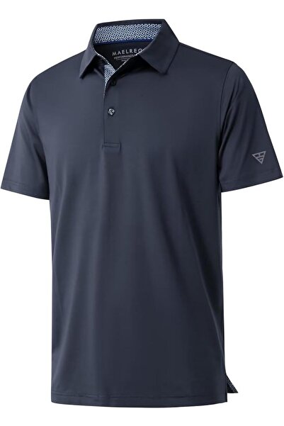M MAELREG Men's Golf Polo Shirts Short Sleeve Striped Performance Moisture Wi...