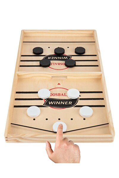 Arabest Fast Sling Puck Game,Wooden Air Hockey Board Game,10 Spare Pucks,2 El...
