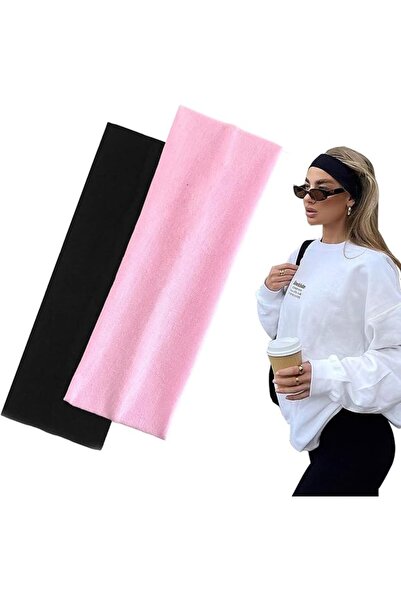 GENERAL 7cm Wide Black Headbands for Women Men, Yedtreg 2pack Fashion Head Ba...