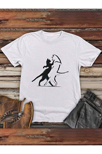 26LIK Men'S Kitty Tango Dance Cat Graphic T-Shirt - Black Casual Short Sleeve...