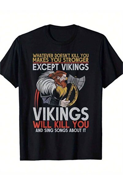 25W تي شيرت رجالي بتصميم جرافيك من Allseason Apparel - "Vikings Will Kill You...
