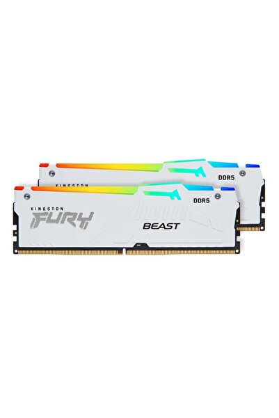 Kingston FURY Beast RGB Alb 32GB (2x16GB) DDR5 6000MHz CL30 Kit de memorie