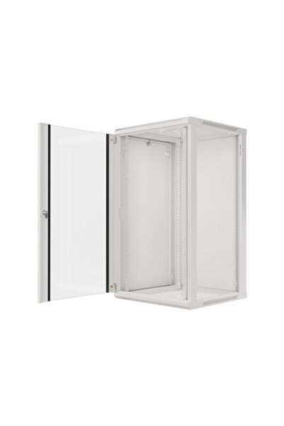 Lanberg 19" Wall-Mount Rack Cabinet 22U 600x600 Flat-Pack, Glass Door, Grey