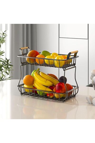 POSICHE 2-Tier Fruit & Vegetable Storage Rack, White, Modern, Portable, Detac...