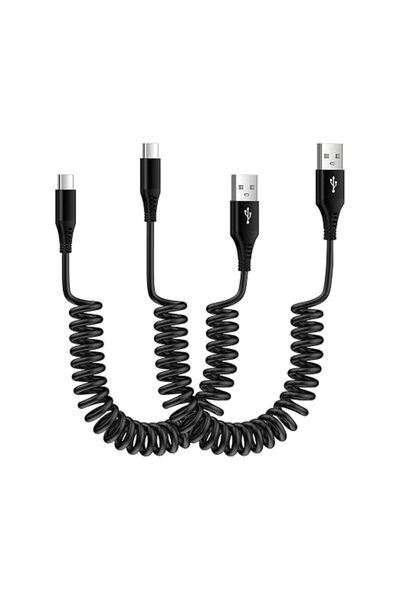 ABINO كابل USB C ملفوف من ABIN، عبوة من قطعتين، 1 متر + 1.5 متر، كابل شحن من ...