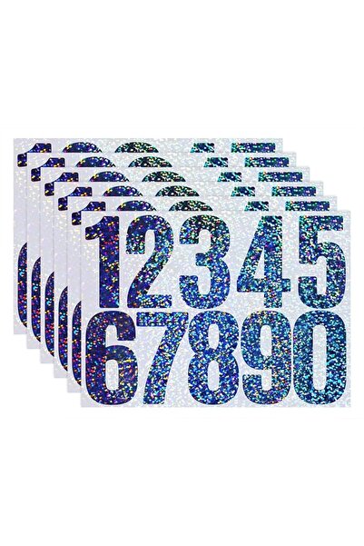 ONLYKXY 6sheet 0-9 Vinyl Glitter Mailbox Number Sticker Waterproof 3in Space ...