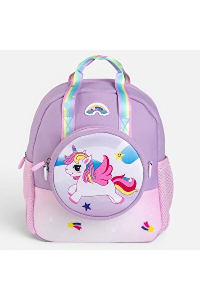 OEM Rucsac unicorn din neopren lila cu săculeț pentru copii