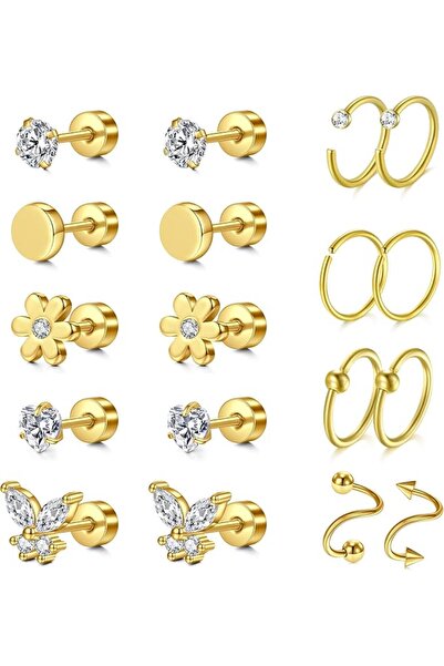 GENERAL DJCIW Hypoallergenic Surgical Steel Earrings for Sensitive Ears Flat ...