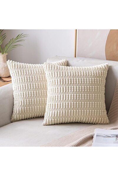 GENERAL Pack of 2 Corduroy Decorative Throw Pillow Covers18x18Inch Soft Boho ...
