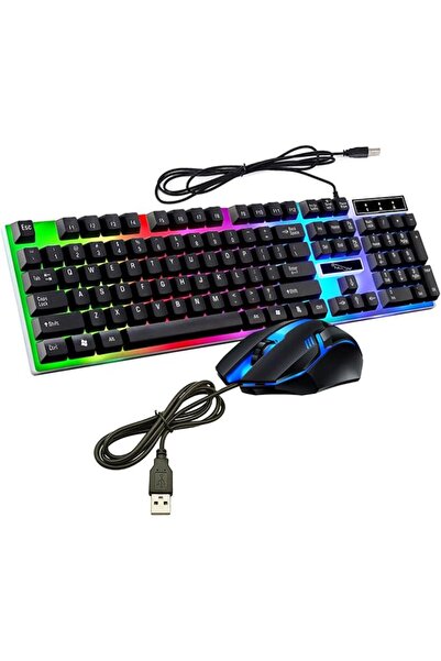 ACYYH مجموعة لوحة مفاتيح وماوس للألعاب بإضاءة RGB، مزودة بإضاءة خلفية LED، سل...