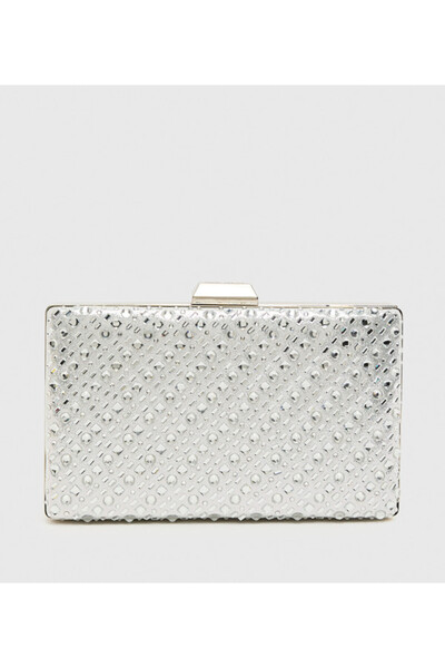 Nine West Embellished Silver Women Clutch