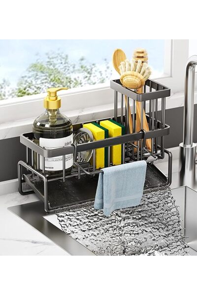 GENERAL Stainless Steel Kitchen Sink Sponge Rack Brush Storage Rack with 45-D...