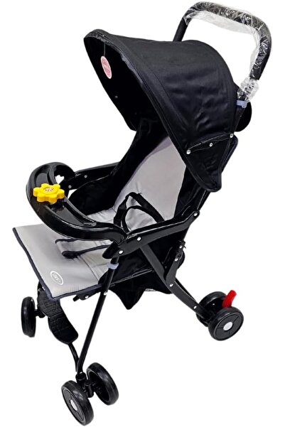 Smrynan Leather عربة أطفال SMR Kids 711A خفيفة الوزن وسهلة الطي، لون فحمي