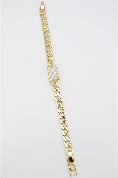 Bade Jewelry Vip Gold Stone Detailed Gourmet Chain Anti-Tarnish Steel Stylish...