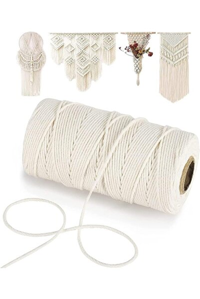 X SPRING Macrame Cotton Cord, 100 M 4 Ply Twisted Macrame Yarn, Soft Craft Co...
