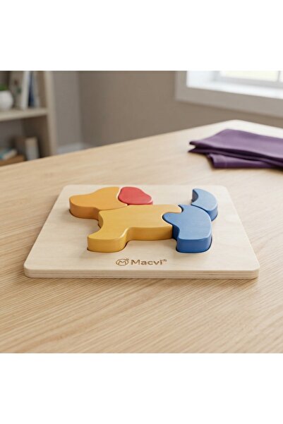 DeaL Puzzle 3D din lemn Montessori cu câine pentru copii mici 0-3 ani — Dezvo...