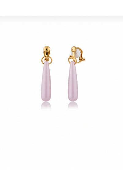 1PARÇAMAVİ Non-Perforated Clip-On Women's Earrings - Acrylic Pink Drop Model