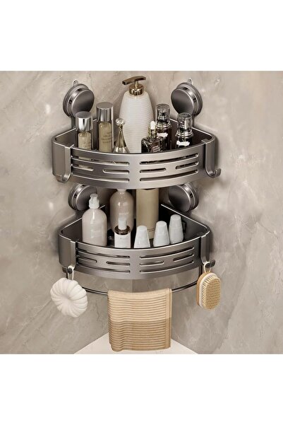 Tazweeq Corner Shower Caddy Suction Cup Shower Shelf Corner No Drilling Bathr...