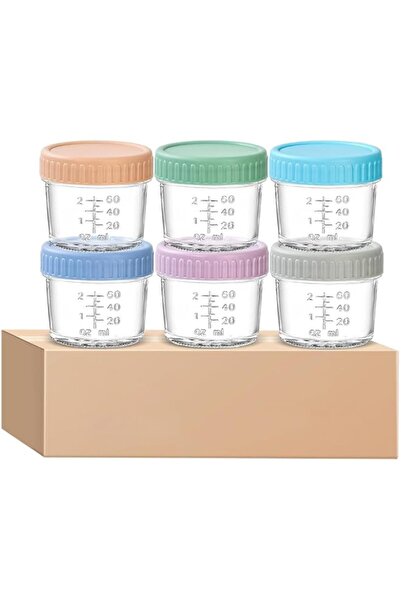 Generic 6 Pack Glass Food Storage Containers, 120ML Jars with Lids Maker Micr...