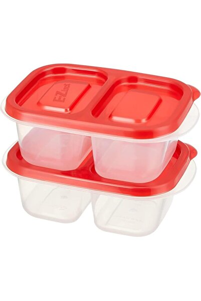 Generic EzLock Rectangle Container Set - 260ml (Set of 2), Clear Base, Stacka...