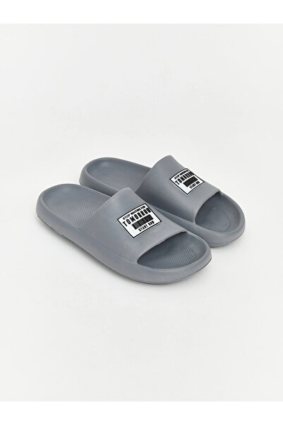 LC Waikiki Lcw Steps Gray Slogan Printed Men's Slippers