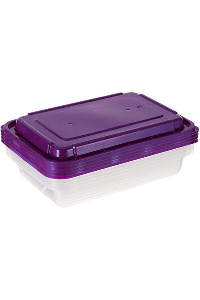 Generic Plastic Transparent Container with Plum Lid Storage Set 830ml, 5 Boxe...