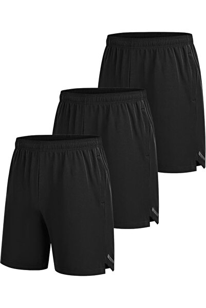 GENERAL Mens Sport Shorts 3 Pack Zip Pockets Gym Training Athletic Shorts for...