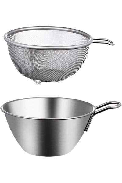 TERRIFI Egg Mixing Bowl, Stainless Steel Salad Container with Strainer, Fine ...