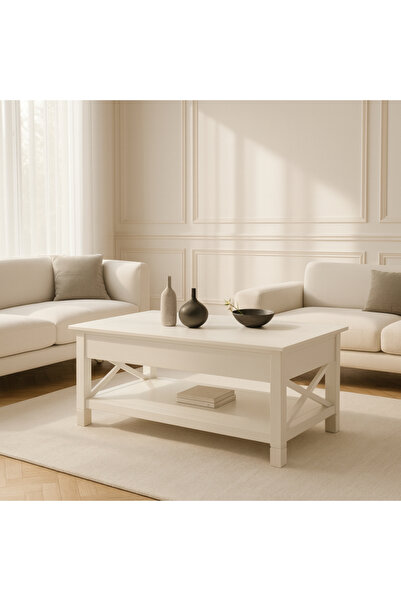 Baytonia Gino Lift Top Coffee Table with Interior Storage - White