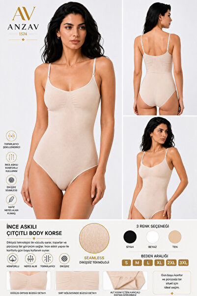 AV ANZAV 1574 Women's Thin Strap Snap-On Shaping Corset Bodysuit/Leotard – Se...