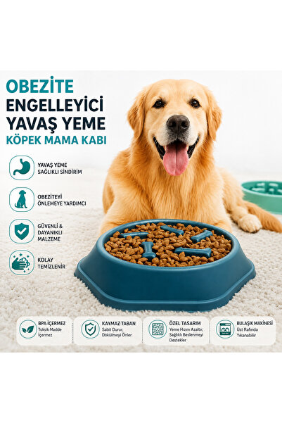 Engelleyici Yavaş Yeme Köpek Mama Kabı Büyük Boy