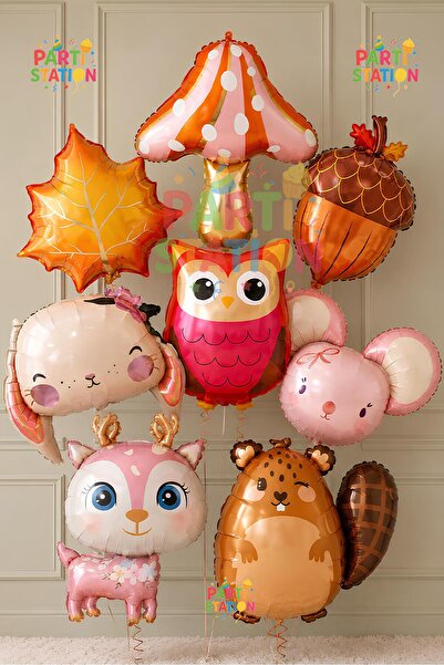Parti Station Safari Balon Orman Hayvanları Woodland Temalı Balon Set - 8 Par...