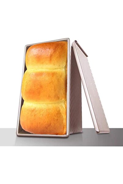 Generic Loaf Pan w/Cover Bread Toast Mold Gold Rectangular Carbon Steel Nonst...