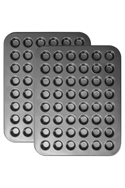 Generic 2-Piece 48 Cup Steel Mini Muffin Pan – 1.3″ Extra-Small Cup Size, Rou...