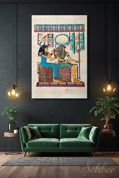 Şehber Papirüs Kağıdına Ele Yapımı Tanrı Horus Ve Kraliçe Otantik Bir Sanat E...