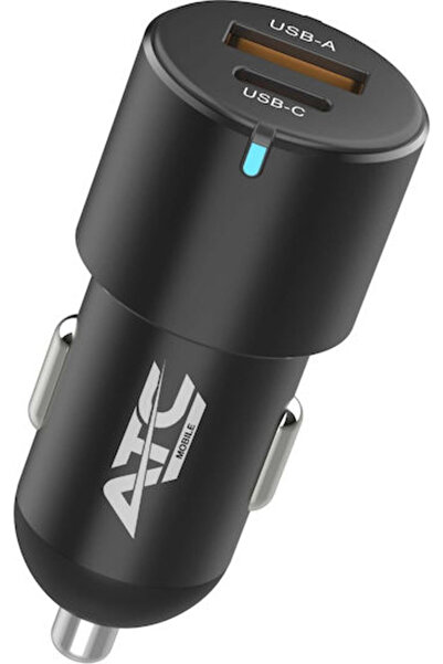ATC Φορτιστής αυτοκινήτου 100W 10A με θύρες 1xUSB-A 1xType-C με καλώδιο Type-...