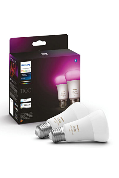 Philips Έξυπνη Λάμπα Hue E27 A60 1100lm 8.1w RGB & Ρυθμιζόμενο Λευκό 2 τεμάχι...