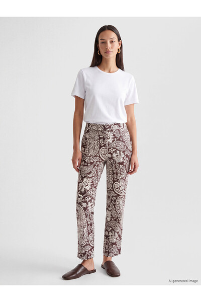 LC Waikiki Pantaloni de damă cu model NEVAVM, cu talie elastică la spate