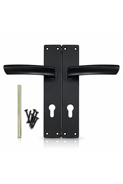 Generic Matte Black Door Handles on Backplate Set – Modern Curved Lever on Ba...