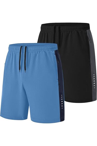 GENERAL Mens Workout Shorts Dry Fit Gym Athletic Sport Shorts for Men Zip Poc...